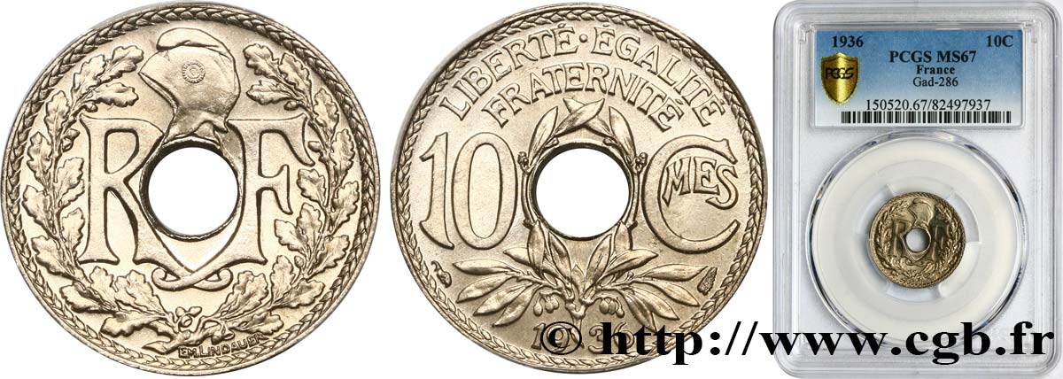 10 centimes Lindauer 1936  F.138/23 FDC67 PCGS