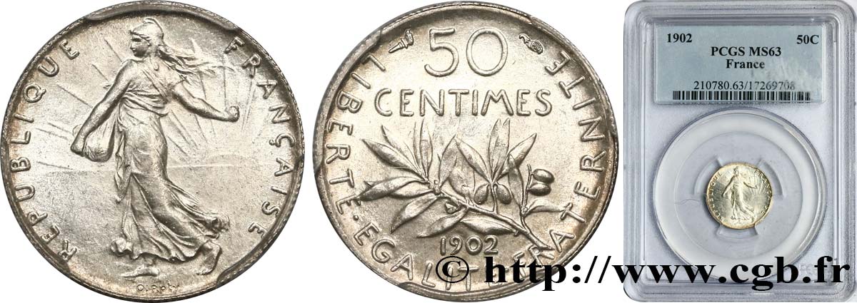 50 centimes Semeuse 1902  F.190/9 MS63 PCGS