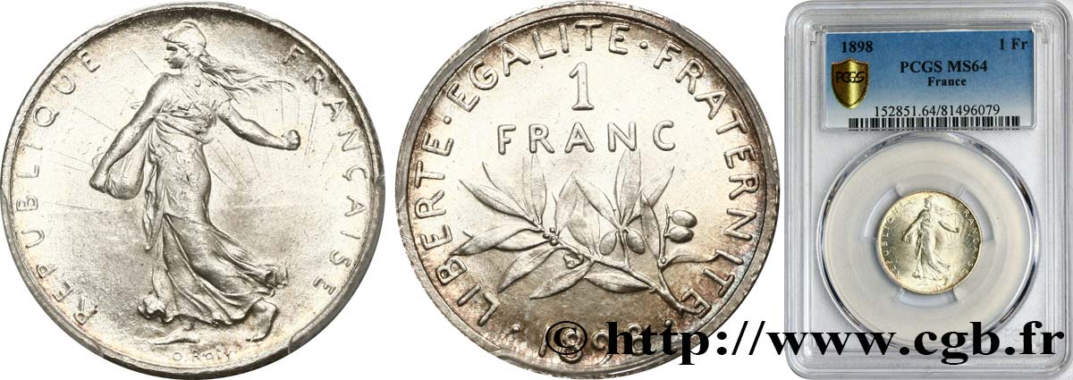 1 franc Semeuse 1898 Paris F.217/1 SC64 PCGS