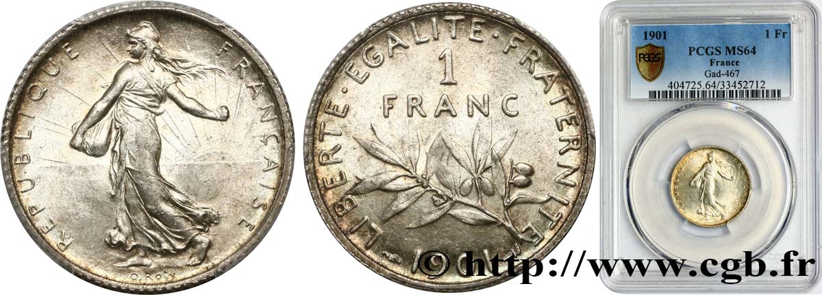1 franc Semeuse 1901  F.217/6 fST64 PCGS