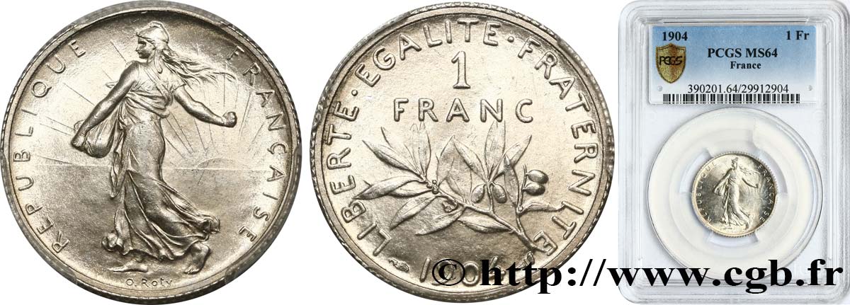 1 franc Semeuse 1904 Paris F.217/9 SC64 PCGS