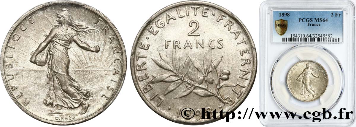 2 francs Semeuse 1898  F.266/1 SC64 PCGS