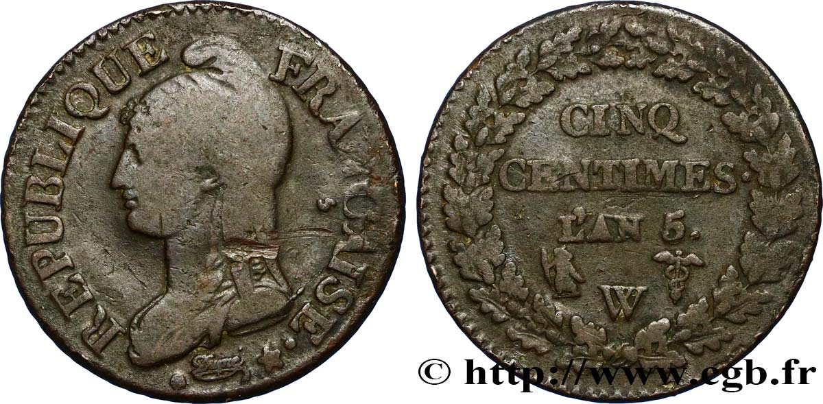 Cinq centimes Dupré, grand module 1797 Lille F.115/31 TB30 