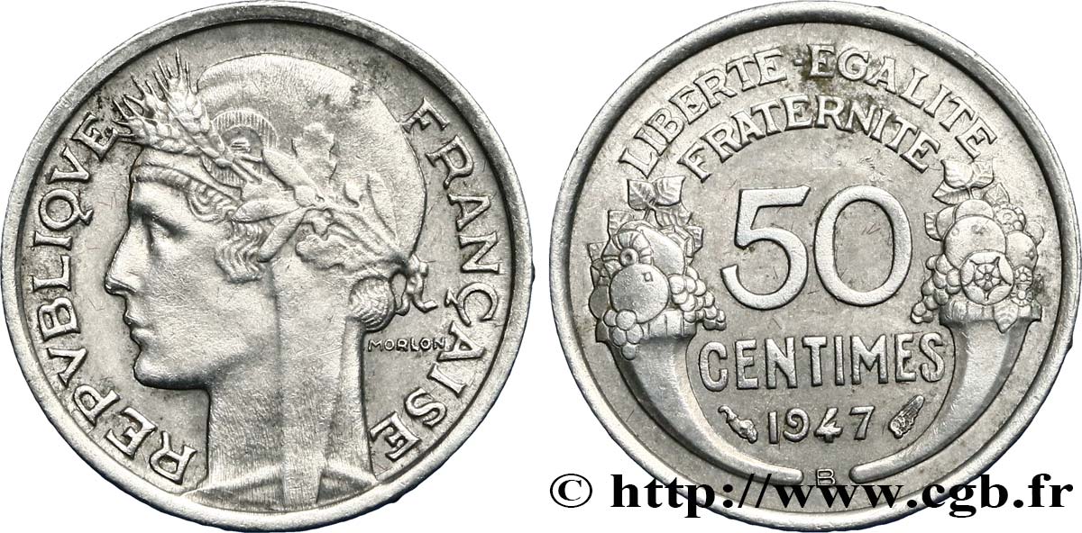 50 centimes Morlon, légère 1947 Beaumont-le-Roger F.194/11 TTB40 
