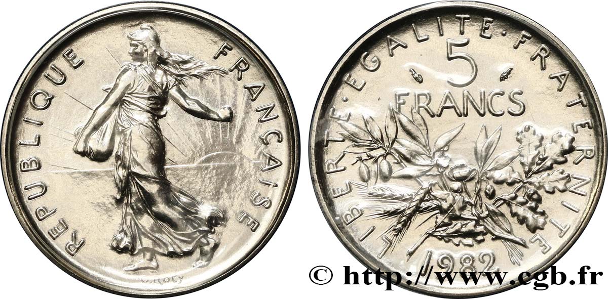 5 francs Semeuse, nickel 1982 Pessac F.341/14 MS68 