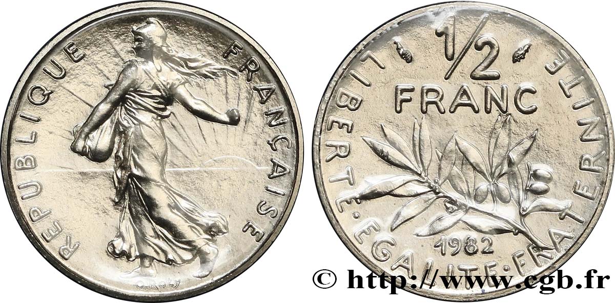 1/2 franc Semeuse 1982 Pessac F.198/21 MS68 
