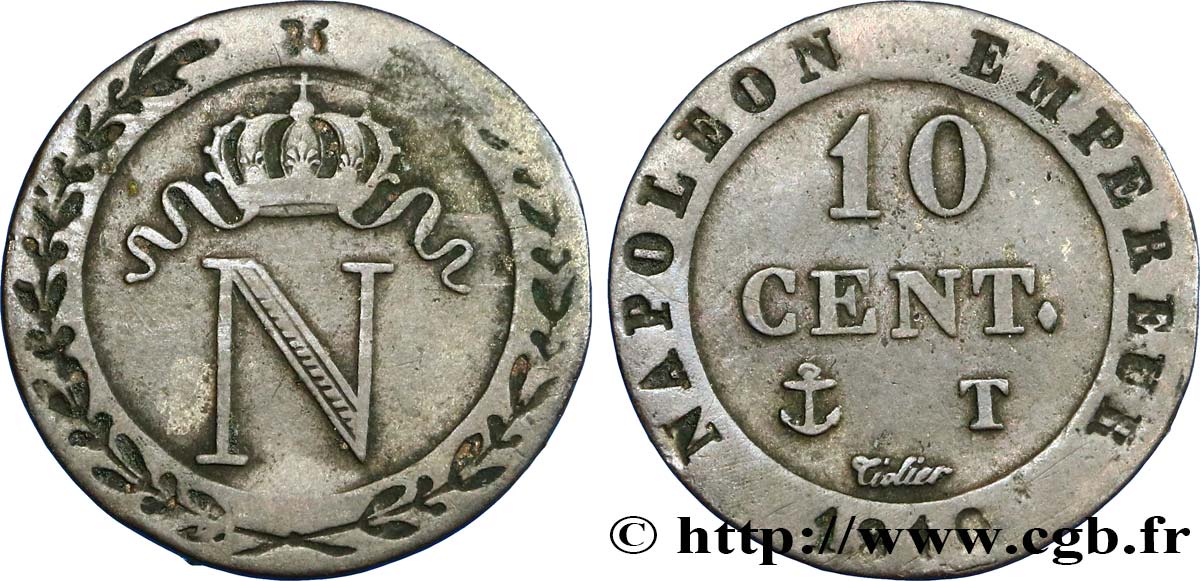 10 cent. à l N couronnée 1810 Nantes F.130/24 VF30 