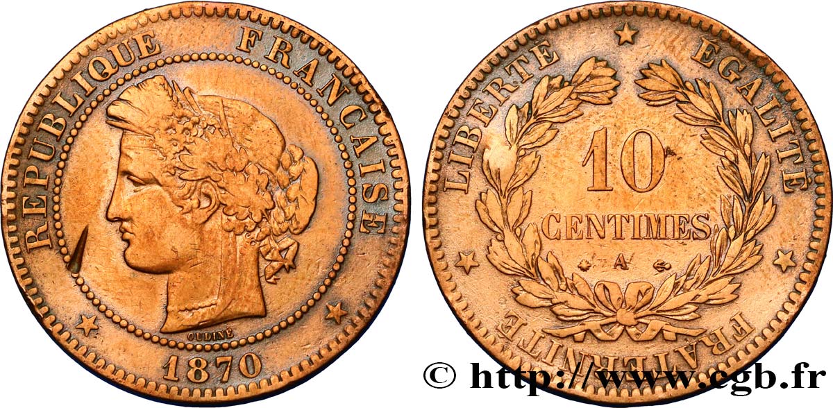 10 centimes Cérès 1870 Paris F.135/3 S 