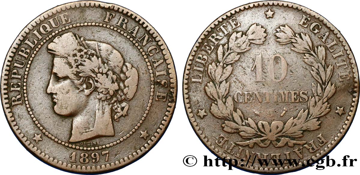 10 centimes Cérès, exemplaire avec le faisceau 1897 Paris F.135/43 TB15 