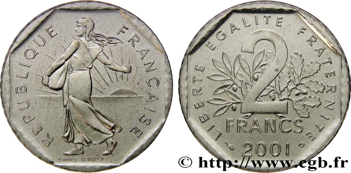 2 francs Semeuse, nickel 2001 Pessac F.272/29 MS 