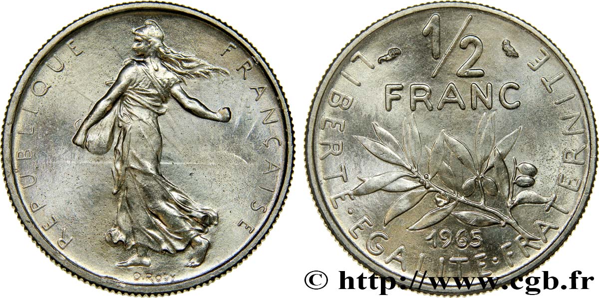 1/2 franc Semeuse, caractères fins 1965 Paris F.198/3 FDC 