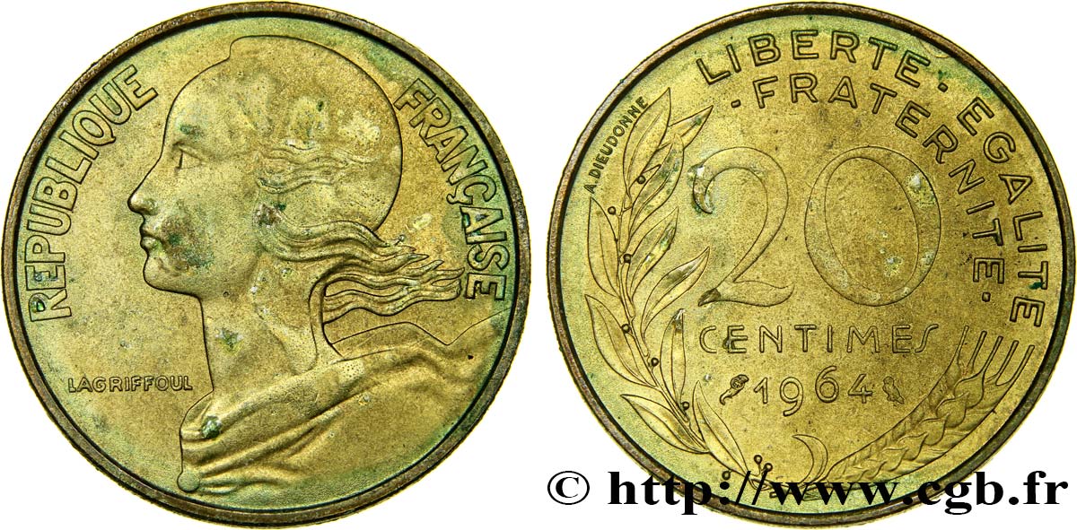 20 centimes Marianne 1964 Paris F.156/4 SPL 