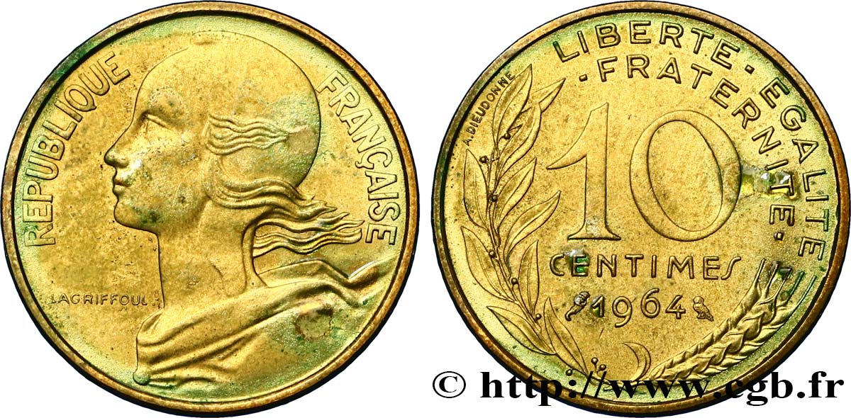 10 centimes Marianne 1964 Paris F.144/4 AU 