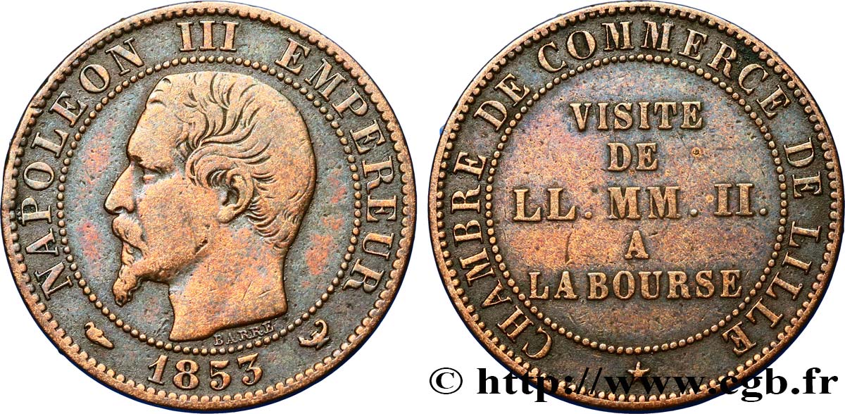 Module de cinq centimes, Visite impériale à Lille les 23 et 24 septembre 1853 1853 Lille VG.3367  BC35 