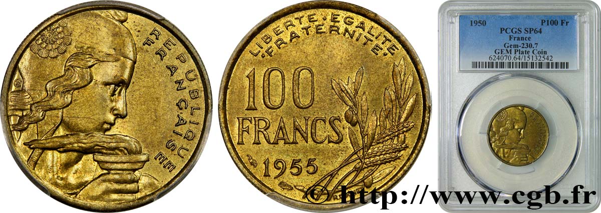 Épreuve en Bronze 100 francs Cochet 1955  GEM.230 7 MS64 PCGS