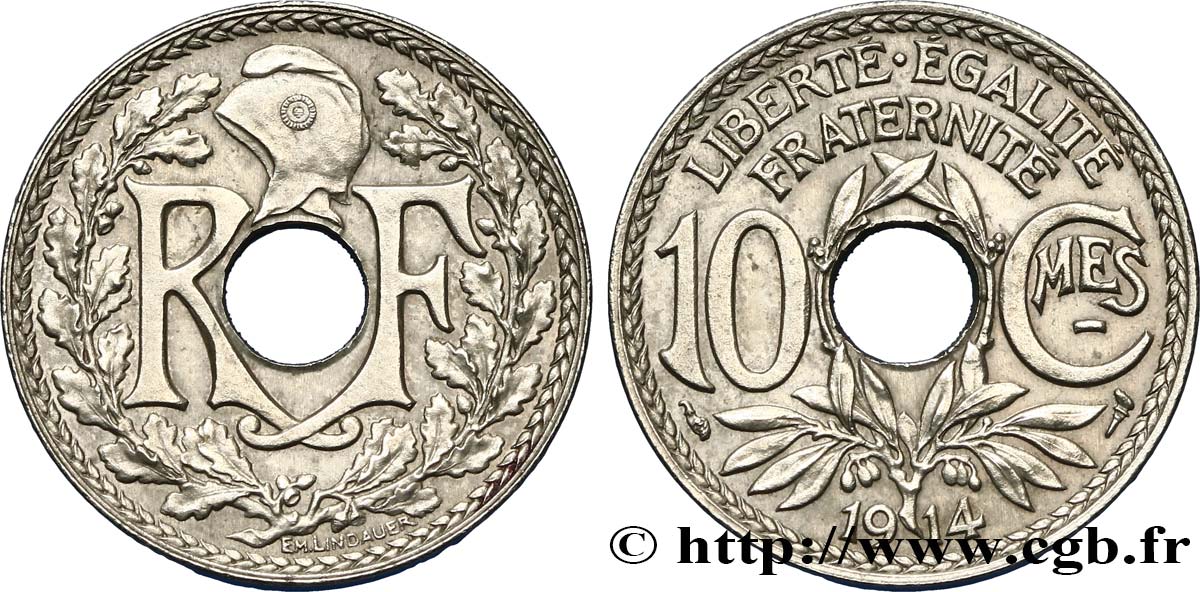 10 centimes Lindauer, Cmes souligné 1914 Paris F.137/2 SUP62 