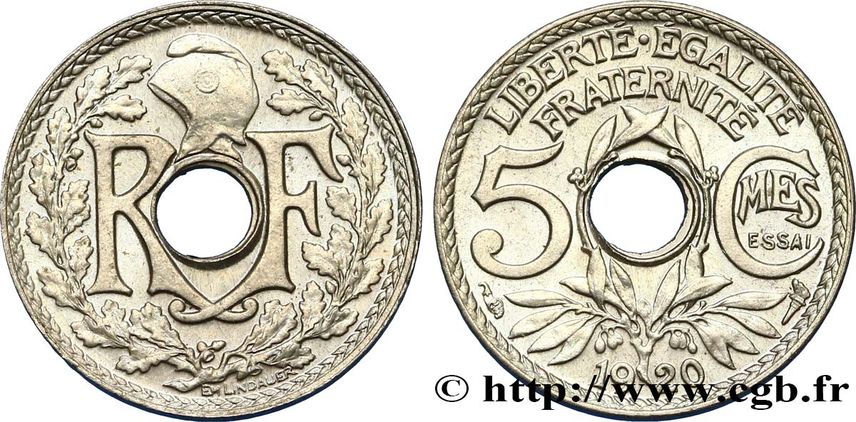 Essai de 5 centimes Lindauer en cupro-nickel 1920 Paris F.122/1 MS65 