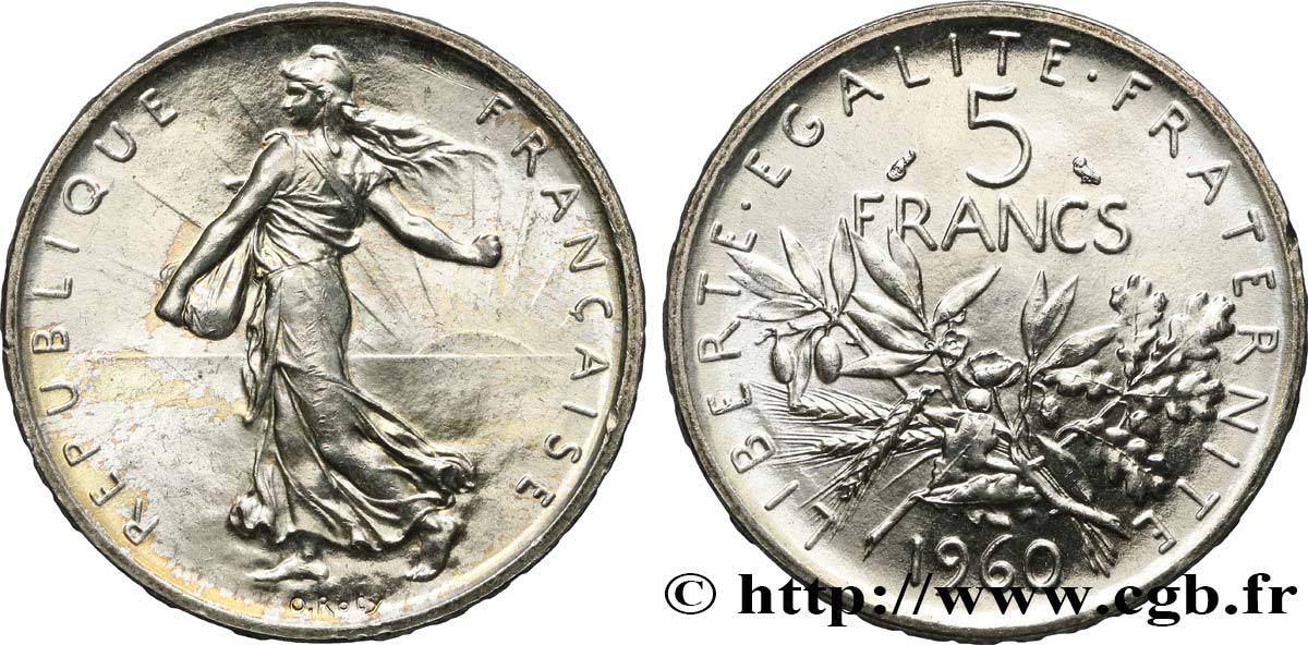 5 francs Semeuse, argent 1960 Paris F.340/4 fST63 