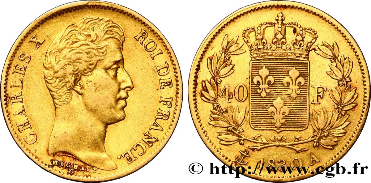 40 francs or Charles X, 2e type 1830 Paris F.544/5 BB40 