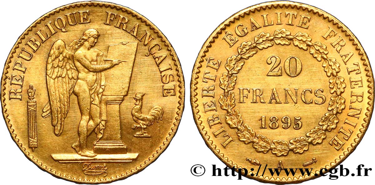 20 francs or Génie, IIIe République 1895 Paris F.533/19 SS45 