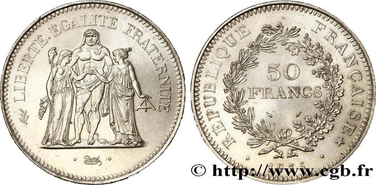 V République 50 Francs Hercule 1974 SUP Argent 1959 