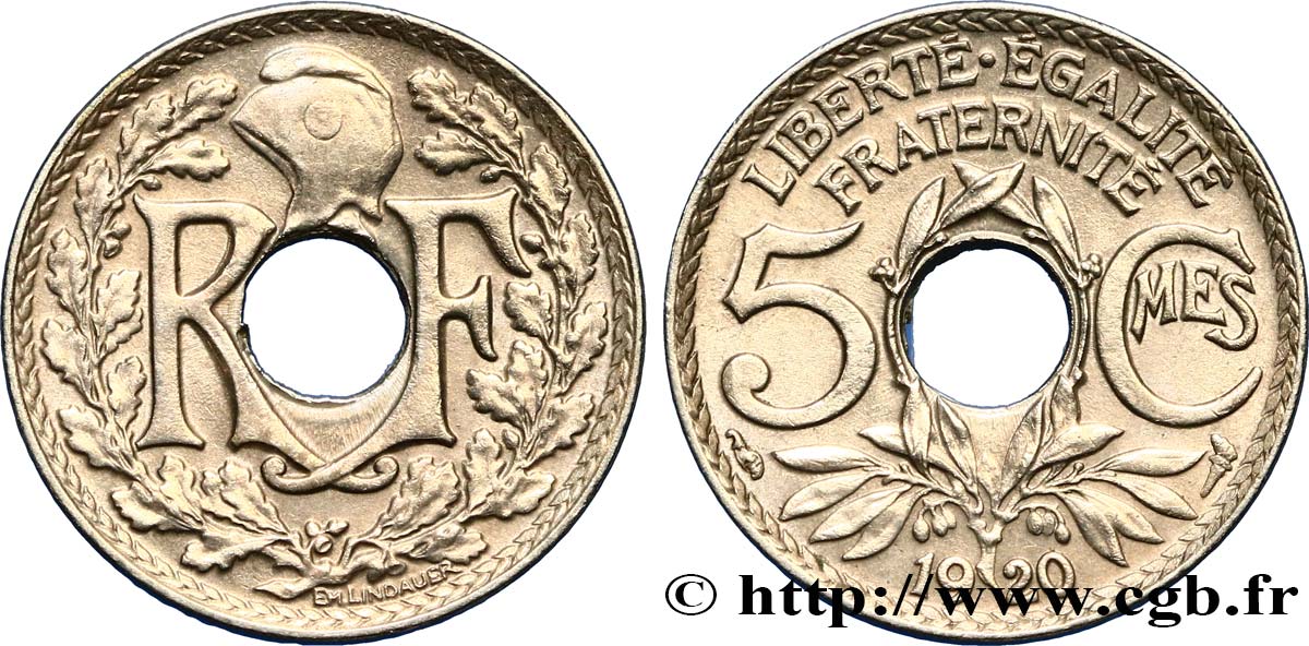 5 centimes Lindauer, grand module 1920  F.121/4 BB52 