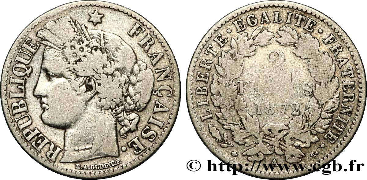 2 francs Cérès, avec légende 1872 Paris F.265/8 B12 