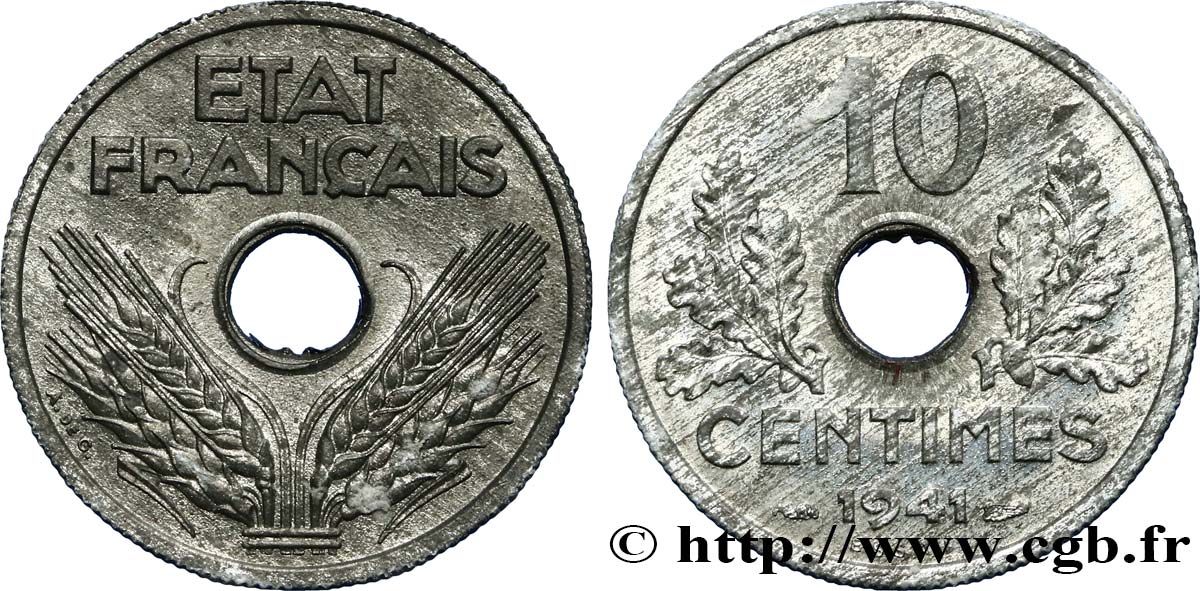 Essai de 10 centimes État français, grand module 1941 Paris F.141/1 EBC62 