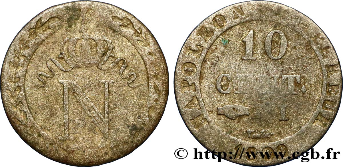 10 cent. à l N couronnée 1809 Limoges F.130/15 TB25 