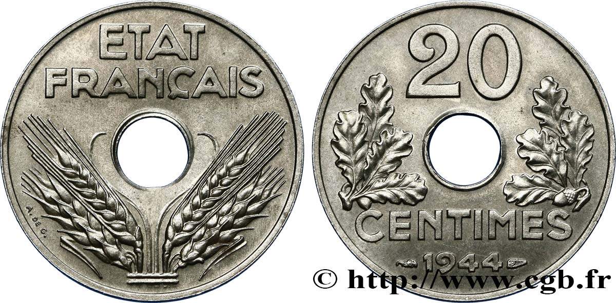 20 centimes fer 1944  F.154/3 SPL63 