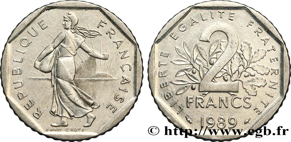 2 francs Semeuse, nickel 1989 Pessac F.272/13 XF45 