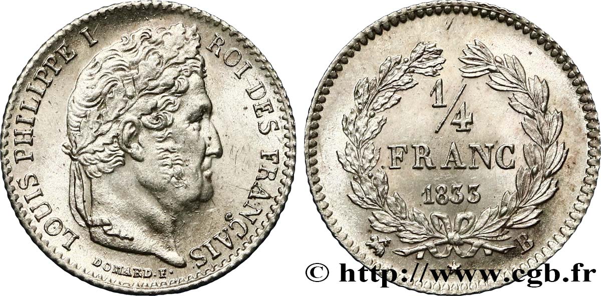1/4 franc Louis-Philippe 1833 Rouen F.166/31 MS64 