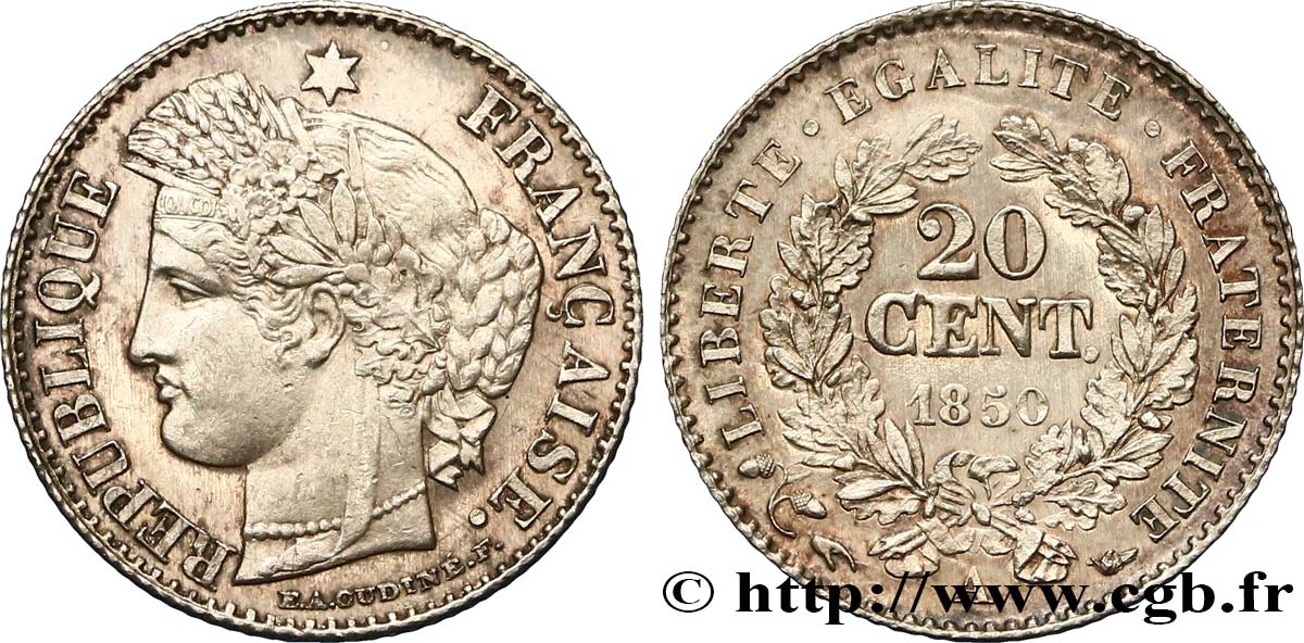 20 centimes Cérès, IIe République 1850 Paris F.146/2 SC63 