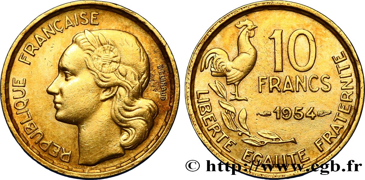 10 francs Guiraud 1954  F.363/10 TB20 