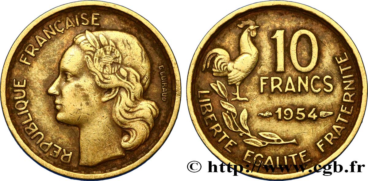 10 francs Guiraud 1954  F.363/10 TB20 