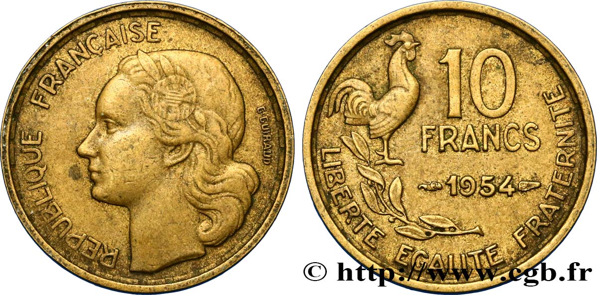 10 francs Guiraud 1954  F.363/10 TB20 