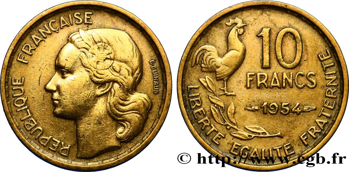 10 francs Guiraud 1954  F.363/10 VF20 