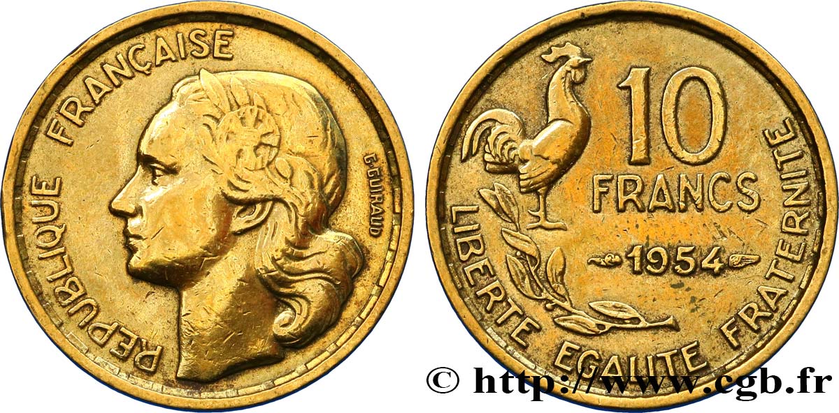 10 francs Guiraud 1954  F.363/10 VF20 