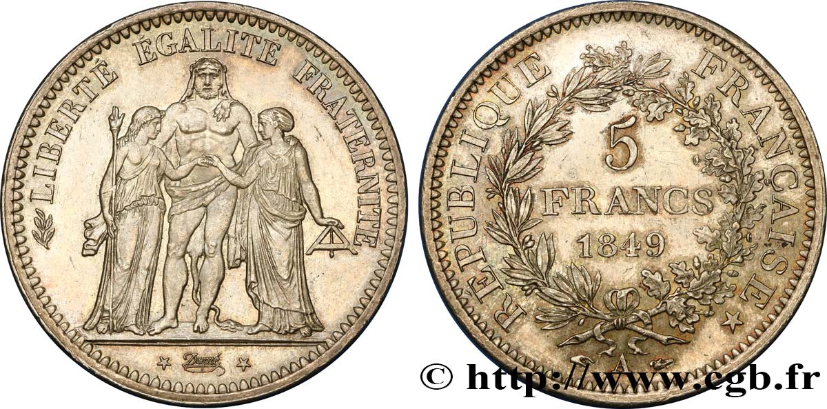 5 francs Hercule, IIe République 1849 Paris F.326/5 EBC60 