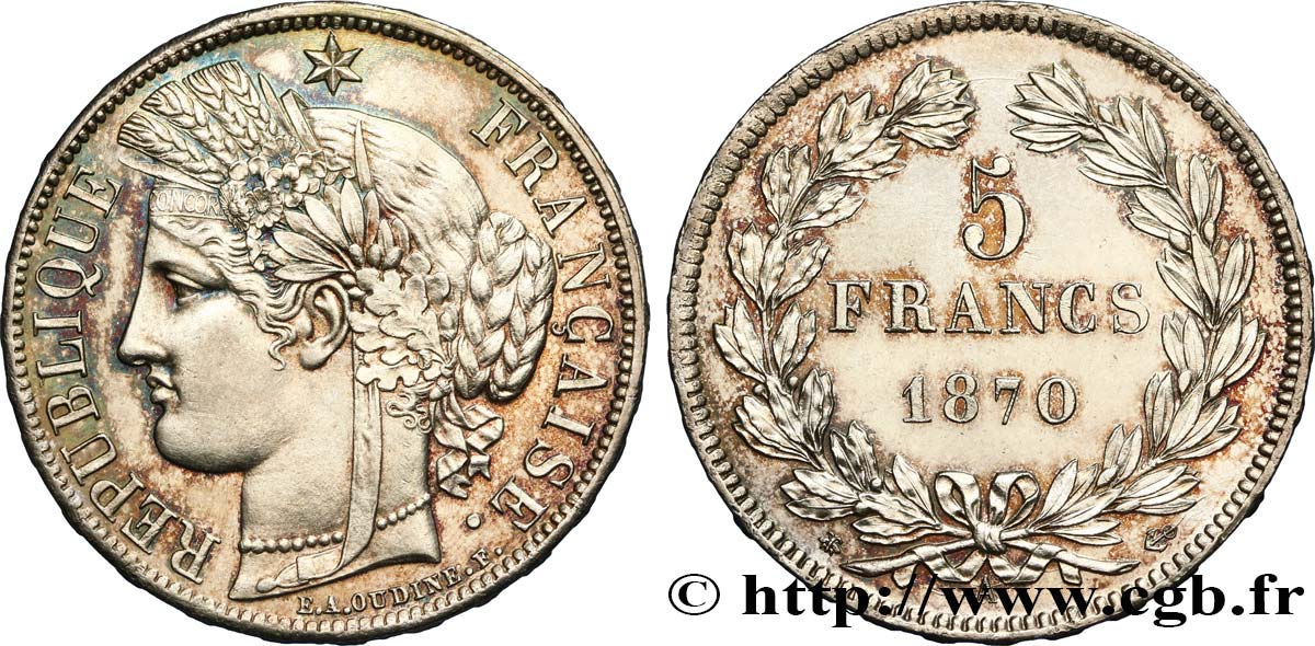 5 francs Cérès, sans légende 1870 Paris F.332/1 EBC62 