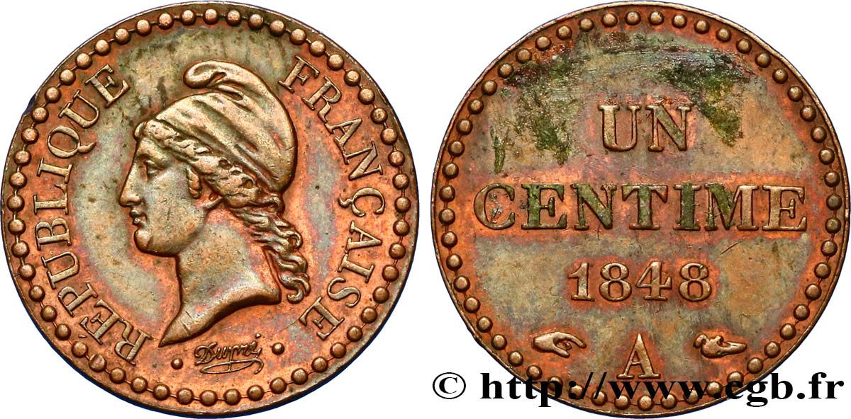Un centime Dupré, IIe République 1848 Paris F.101/1 TTB48 