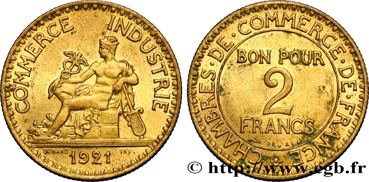 2 francs Chambres de Commerce 1921  F.267/3 SUP58 