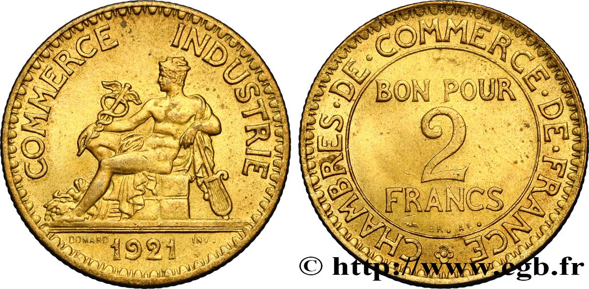 2 francs Chambres de Commerce 1921  F.267/3 SUP58 