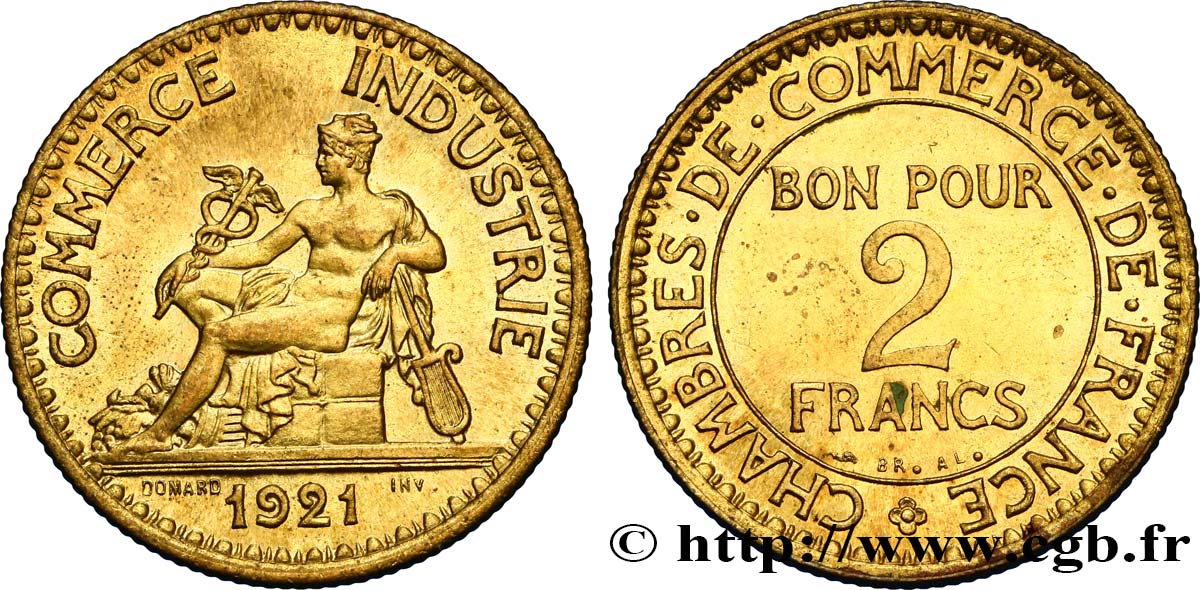 2 francs Chambres de Commerce 1921  F.267/3 SPL63 