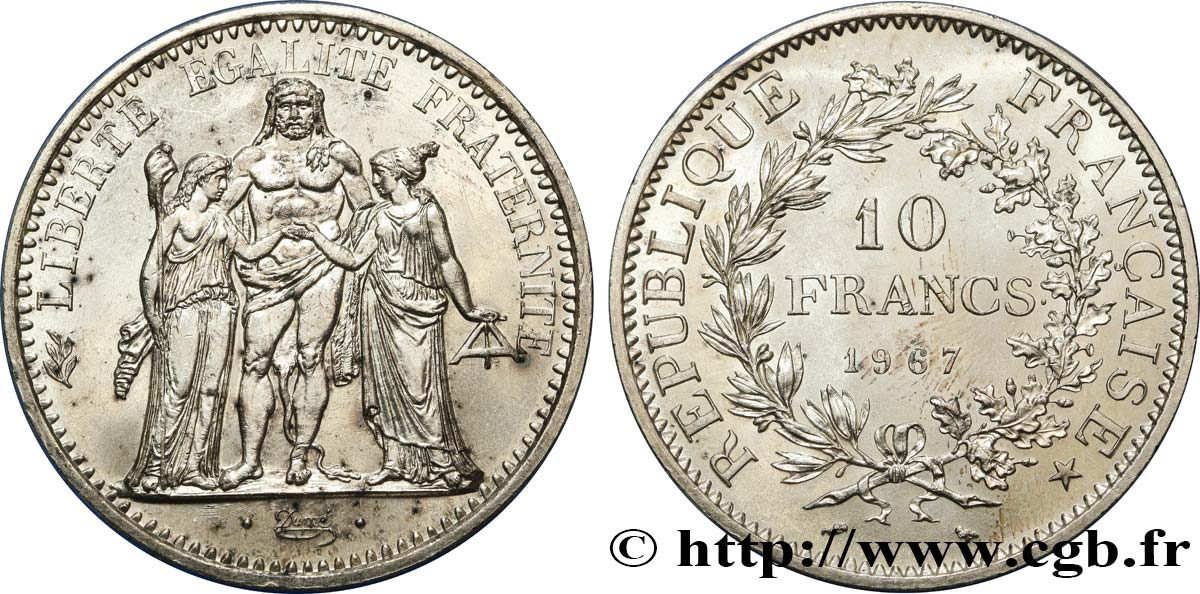10 francs Hercule, accent sur le E de REPUBLIQUE 1967  F.364/6 SPL63 