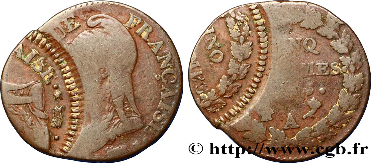 Cinq centimes Dupré, grand module, frappe casquette n.d. Paris F.115/30 TB30 