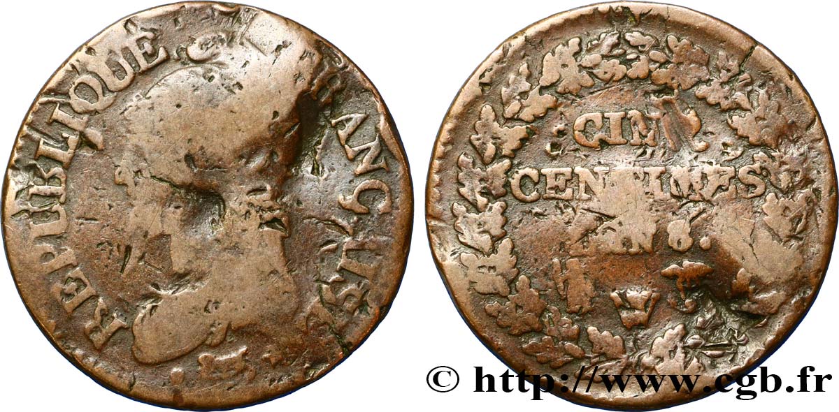 Cinq centimes Dupré, grand module 1800 Lille/Nantes F.115/147 B10 