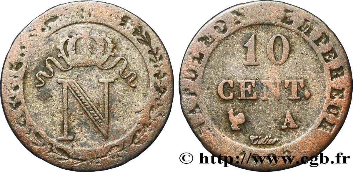 10 cent. à l N couronnée 1808 Paris F.130/2 MBC45 