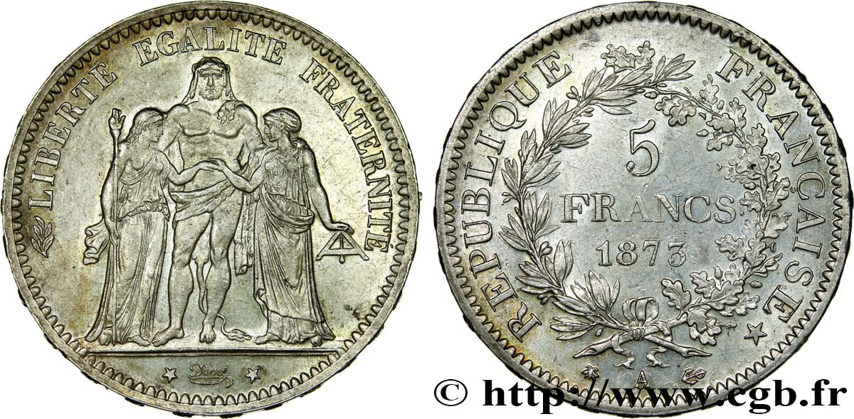 5 francs Hercule 1873 Paris F.334/9 TTB52 