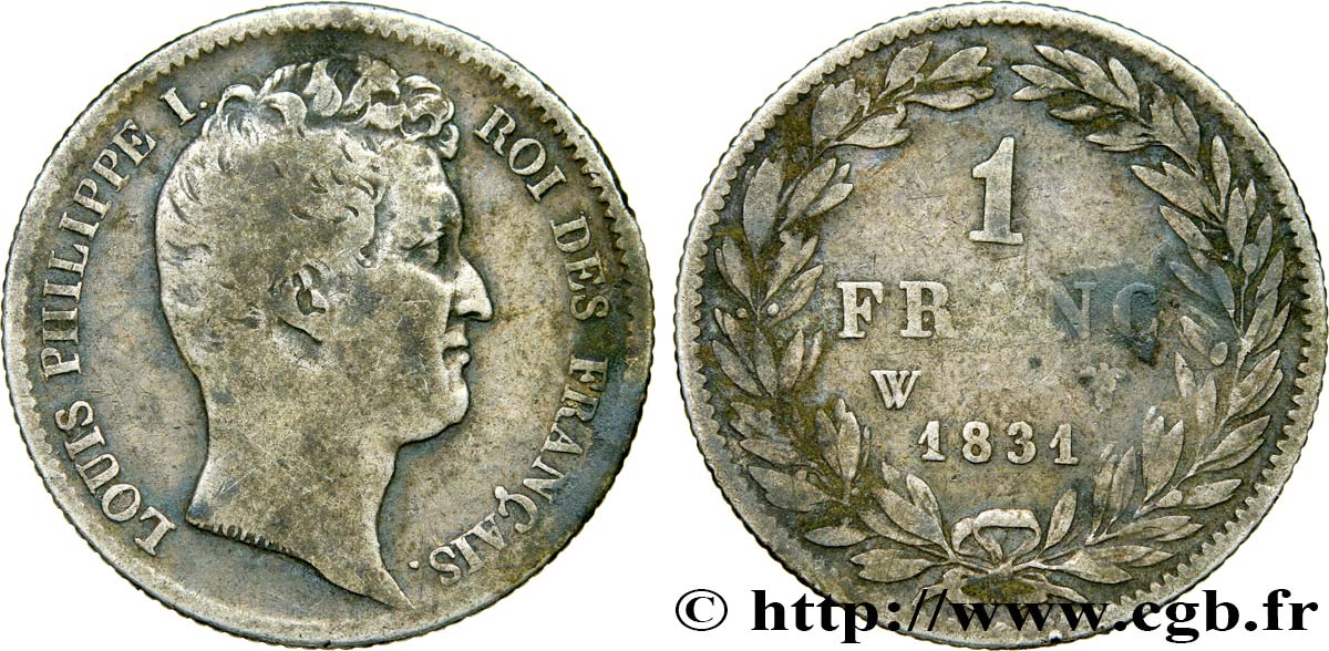 1 franc Louis-Philippe, tête nue 1831 Lille F.209/12 F15 